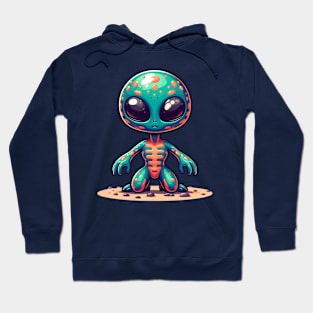 Cute small blue alien on mars Hoodie